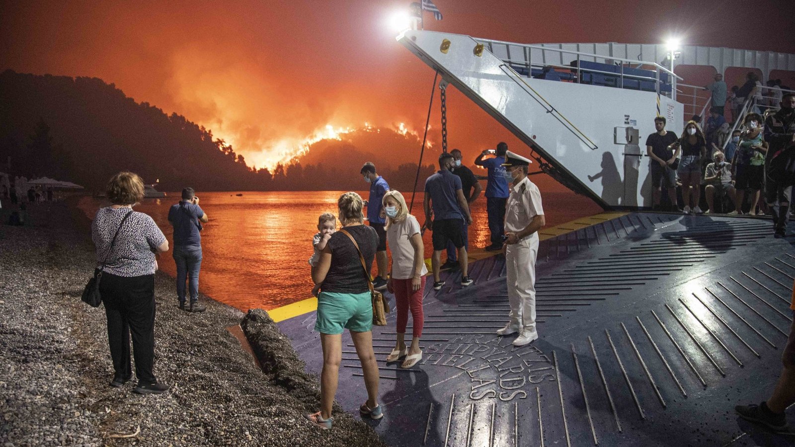 Greece evacuated island forest fire