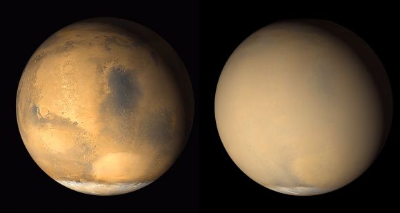 On Mars often rages sandstorms that cover the entire planet